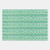 ティスザシーズンティール（緑がかった色）ウォーターカラー&ホリーホリデイ ラッピングペーパーシート (正面3)