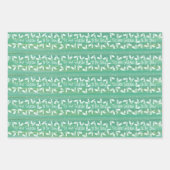 ティスザシーズンティール（緑がかった色）ウォーターカラー&ホリーホリデイ ラッピングペーパーシート (正面)