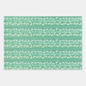 ティスザシーズンティール（緑がかった色）ウォーターカラー&ホリーホリデイ ラッピングペーパーシート (正面3)