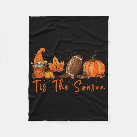 ティスザシーズンパンプキンリーフラテ秋サンクスギビン フリースブランケット (正面)