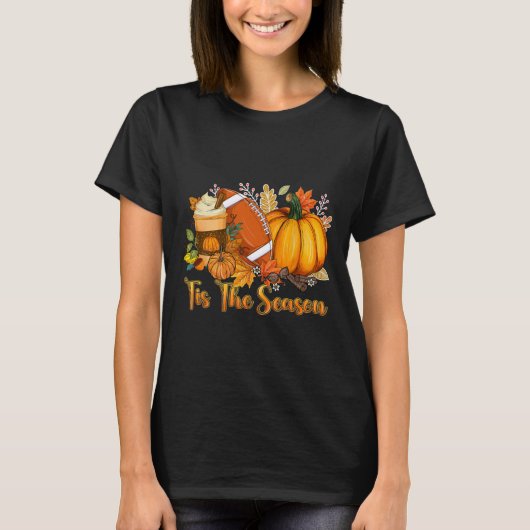 ティスザシーズンパンプキンリーフラテ秋サンクスギビン Tシャツ (正面)
