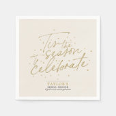 ティスザシーズンベージュウィンターブライダルシャワー スタンダードカクテルナプキン (正面)