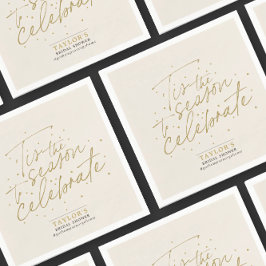 ティスザシーズンベージュウィンターブライダルシャワー スタンダードカクテルナプキン