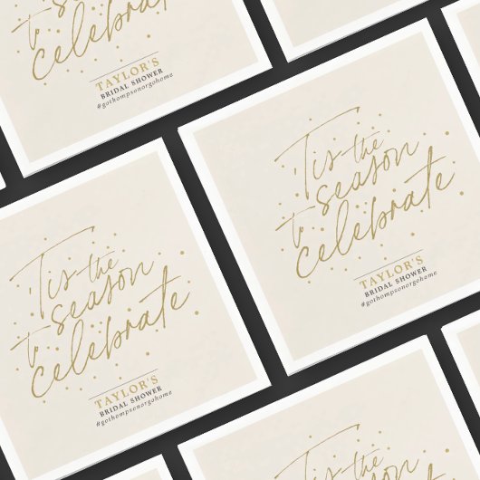 ティスザシーズンベージュウィンターブライダルシャワー スタンダードカクテルナプキン