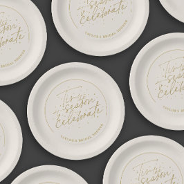 ティスザシーズンベージュウィンターブライダルシャワー ペーパープレート