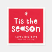 ティスザシーズンホリデートリートおもしろいはっきりした鮮やかな赤 スタンダードカクテルナプキン (正面)