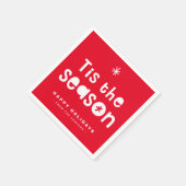 ティスザシーズンホリデートリートおもしろいはっきりした鮮やかな赤 スタンダードカクテルナプキン (角)