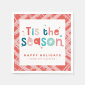 ティスザシーズンホリデートリートおもしろいはっきりした鮮やかな赤 スタンダードカクテルナプキン (正面)