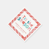 ティスザシーズンホリデートリートおもしろいはっきりした鮮やかな赤 スタンダードカクテルナプキン (角)