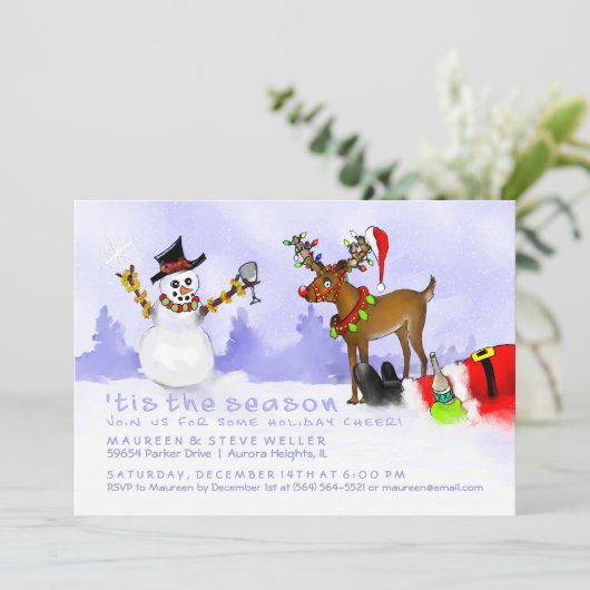 ティスザシーズンホリデー招待状-パーティーおもしろい 招待状 (スタンド正面)