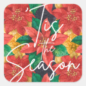 ティスザシーズンポインセチアのクリスマスホリデー スクエアシール (正面)