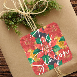 ティスザシーズンポインセチアのクリスマスホリデー スクエアシール