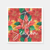 ティスザシーズンポインセチアのクリスマスホリデー スタンダードカクテルナプキン (正面)