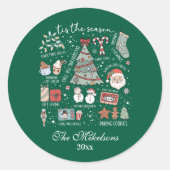 ティスザシーズンレトログリーンクリスマス ラウンドシール (正面)