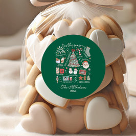 ティスザシーズンレトログリーンクリスマス ラウンドシール