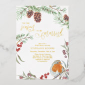 ティスザシーズンロビンウィンターブライダルシャワー金ゴールド 箔招待状 (正面)