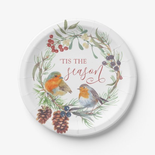 ティスザシーズン冬リースクリスマスパーティー ペーパープレート (正面)
