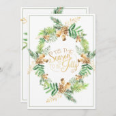 ティスザシーズン金ゴールドパインホリデークリスマス シーズンカード (正面/裏面)