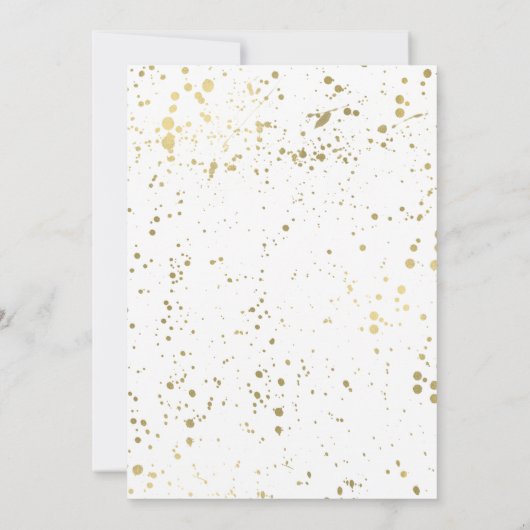 ティスザシーズン金ゴールド（ばちゃばちゃ）跳ねるモダンホリデーフォト 招待状 (裏面)