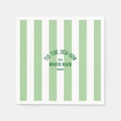 ティスザシーソンカスタムビーチクリスマスグリーンストライプ スタンダードカクテルナプキン (正面)