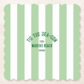 ティスザシーソンカスタムビーチクリスマスグリーンストライプ ペーパーコースター (正面)