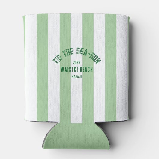 ティスザシーソンカスタムビーチクリスマスグリーンストライプ 缶クーラー (裏面)