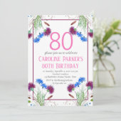 ティスルスコットランド80誕生日パープルフローラ 招待状 (スタンド正面)