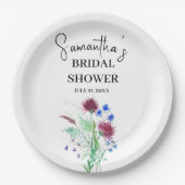 ティスルパープルフラワースコティッシュボホブライダルシャワー ペーパープレート (正面)