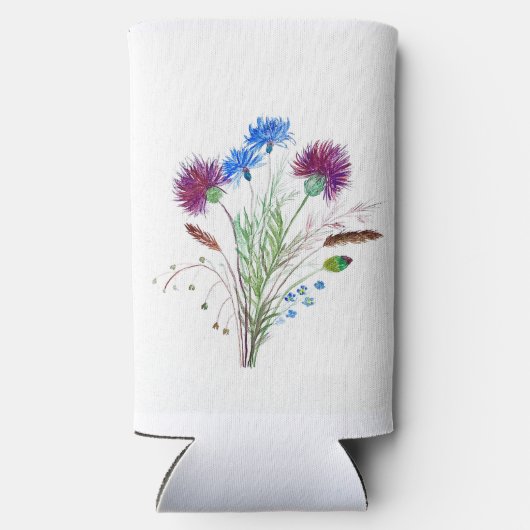 ティスルパープルフローラスコットランドウォーターカラーウェディング スリム缶クーラー (裏面)