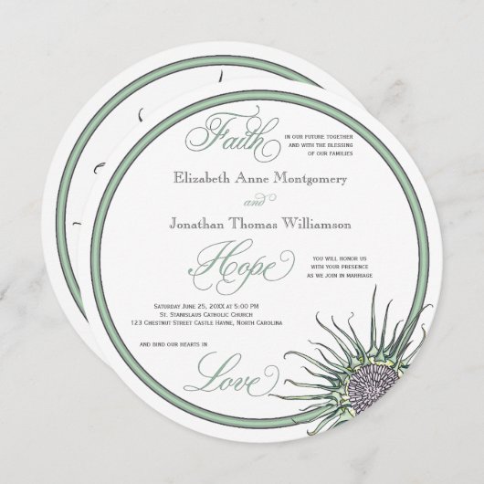 ティスルフラワー信仰希望ラブ結婚式招待状 招待状 (正面/裏面)