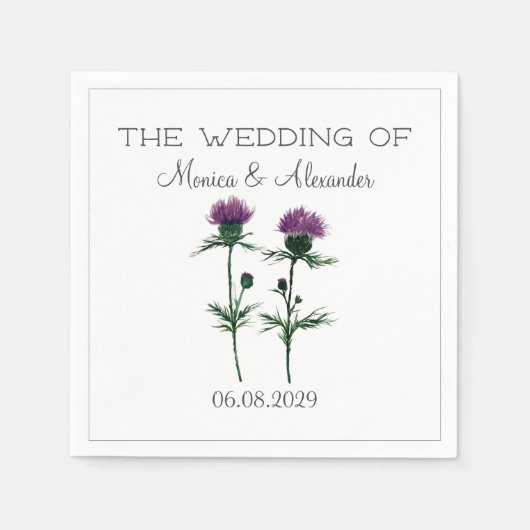 ティスルフローラスコティッシュウォーターカラーウェディングパーティー スタンダードカクテルナプキン (正面)