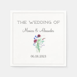 ティスルフローラスコティッシュウォーターカラーウェディングパーティー スタンダードカクテルナプキン