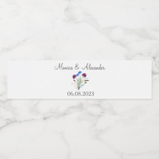 ティスルフローラスコティッシュウォーターカラーウェディングパーティー ペットボトルラベル (シングルラベル)