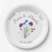 ティスルフローラスコティッシュウォーターカラーウェディングパーティー ペーパープレート (正面)