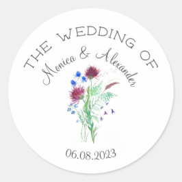 ティスルフローラスコティッシュウォーターカラーウェディングパーティー ラウンドシール