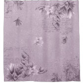 ティスル色のマグノリア&エフェメラ要素 シャワーカーテン (正面)