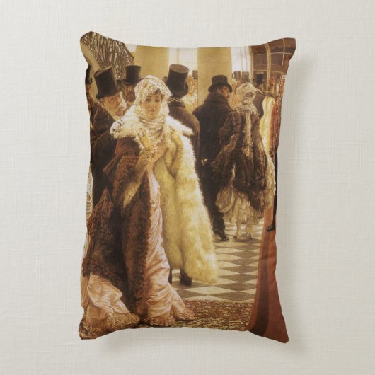 ティソによる「ファッションの女」、ビクトリア時代のヴィンテージアート アクセントクッション (裏面(縦))