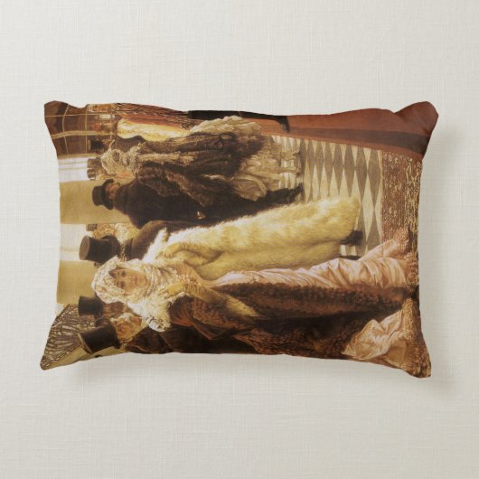 ティソによる「ファッションの女」、ビクトリア時代のヴィンテージアート アクセントクッション (裏面)