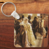 ティソによる「ファッションの女」、ビクトリア時代のヴィンテージアート キーホルダー (正面)