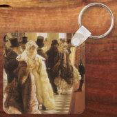 ティソによる「ファッションの女」、ビクトリア時代のヴィンテージアート キーホルダー (裏面)