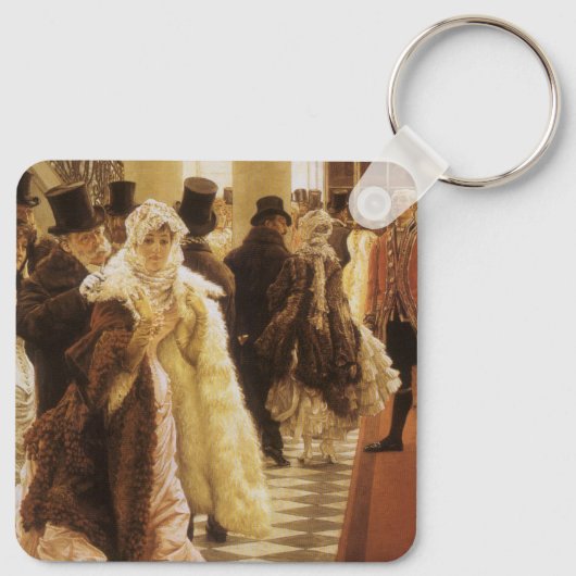 ティソによる「ファッションの女」、ビクトリア時代のヴィンテージアート キーホルダー (裏面)