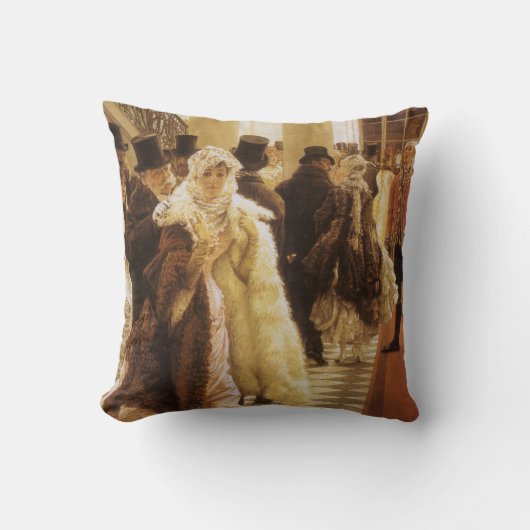 ティソットの「ファッションの女性」- ヴィクトリア時代のクラシックアート クッション (正面)