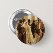 ティソットの「ファッションの女性」- ヴィクトリア時代のクラシックアート 缶バッジ (正面&裏面)