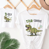 ティタサウルス恐竜テーマおもしろい子供の誕生日パーティー Tシャツ