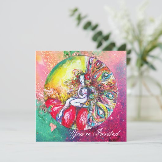 ティターニア、ピンクと黄色と青と緑と赤のきらきら 招待状 (スタンド正面)