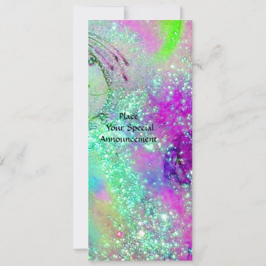 ティターニア,ピンク色の黄色の紫の青の緑の赤の輝き 招待状 (裏面)