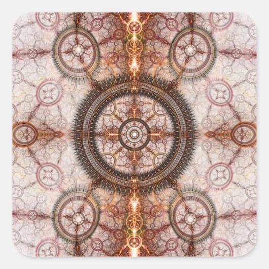 ティックとトックジオメトリックスチームパンクパターン スクエアシール (正面)