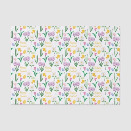 ティッシュがイースターかわいい花によっておよび卵パターンはパーティを楽しみます 薄葉紙 (正面)