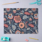 ティッシュまたはデコページ紙 – ボホはっきりしたフローラブルー 薄葉紙 (クラフト)