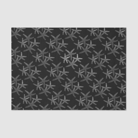 ティッシュギフト紙ヒトデ雪片シルバーグレー 薄葉紙 (正面)